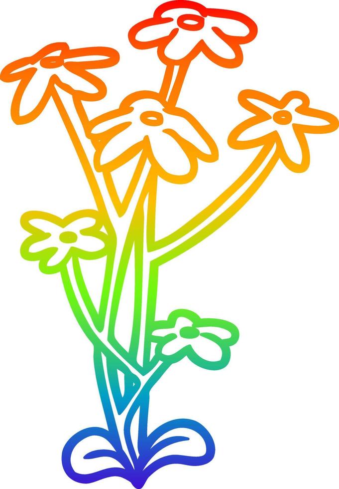 rainbow gradient line drawing flower vector