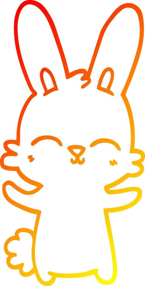 warm gradient line drawing cute cartoon rabbit vector