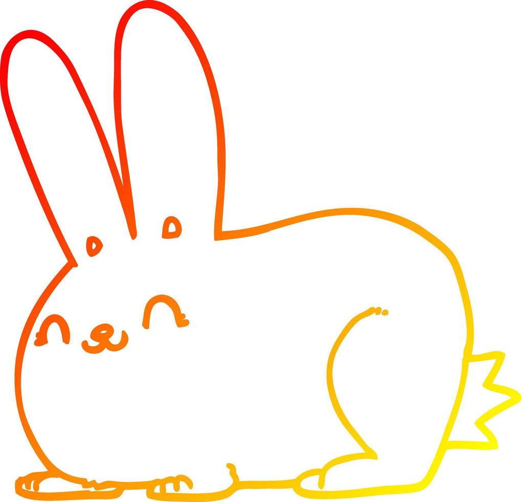 warm gradient line drawing cartoon rabbit vector