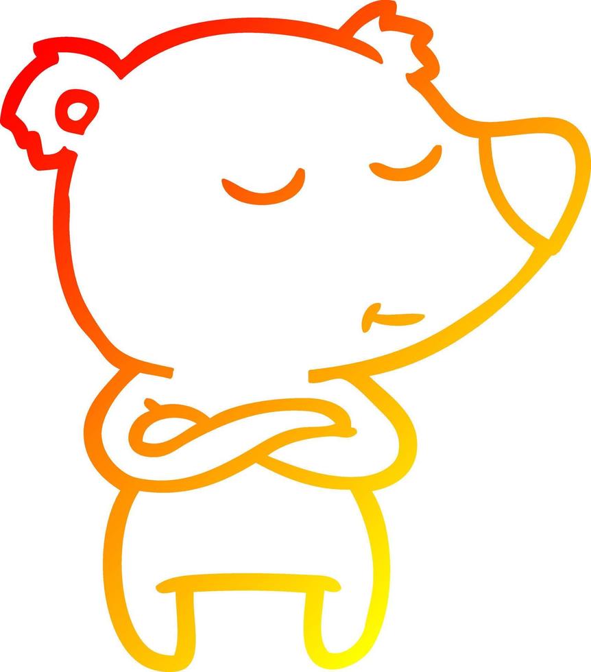 warm gradient line drawing happy cartoon bear vector