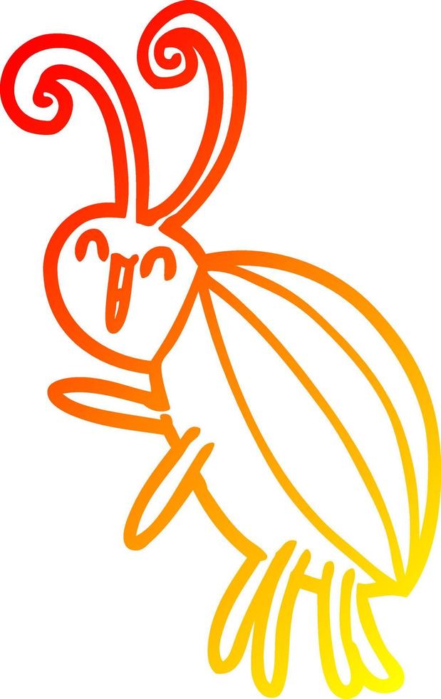 warm gradient line drawing cartoon happy beetle vector