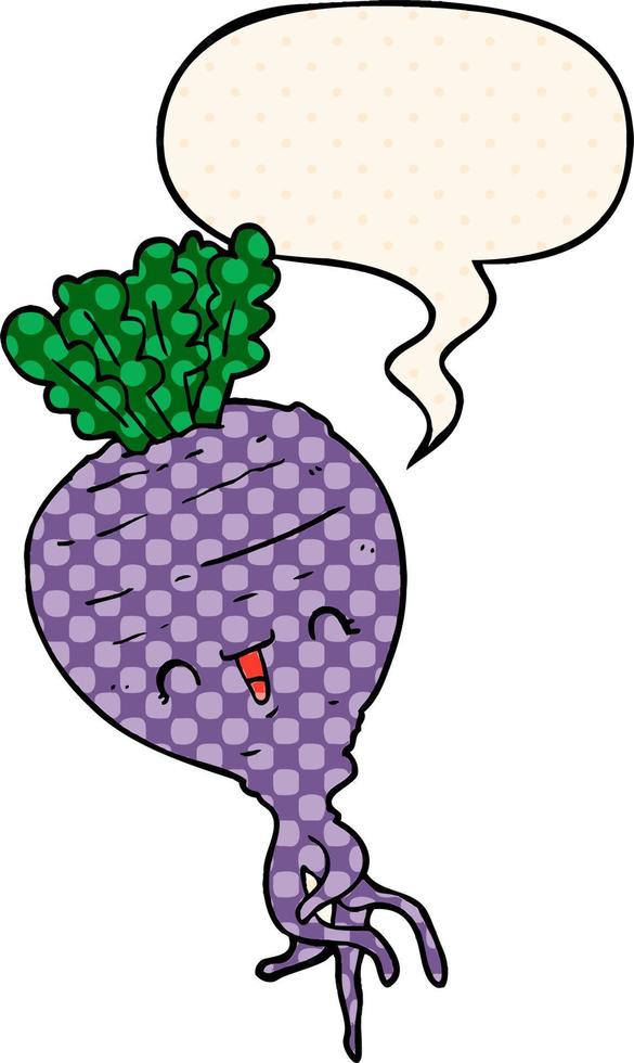 cartoon turnip and speech bubble in comic book style vector