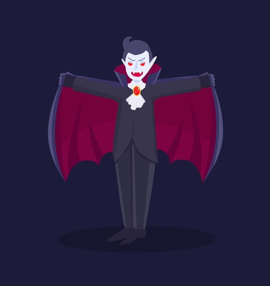 Vampire man in cloak, isolated fantasy character. vector