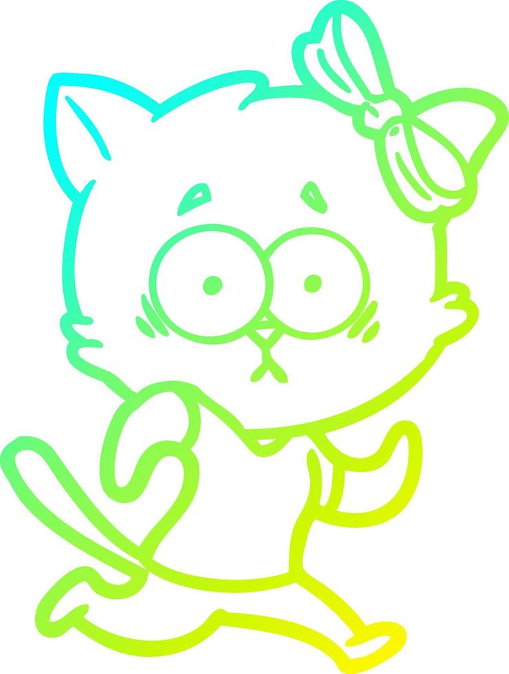 cold gradient line drawing cartoon cat vector