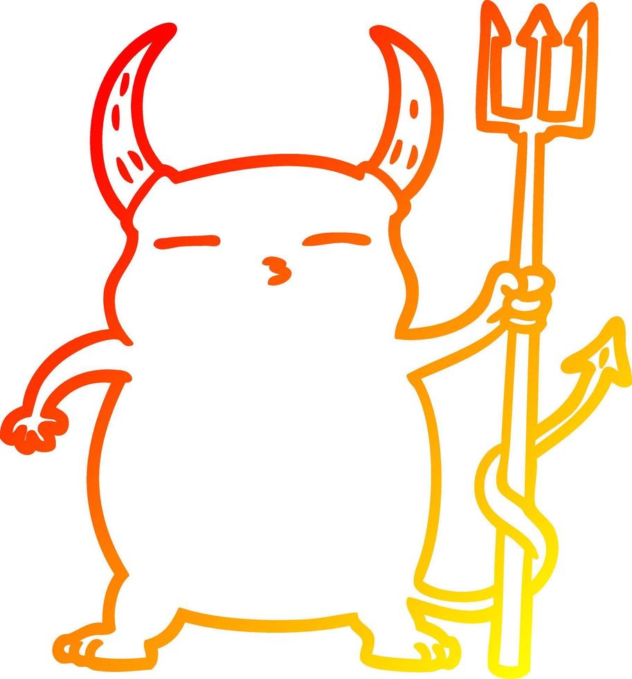 warm gradient line drawing cartoon little devil vector