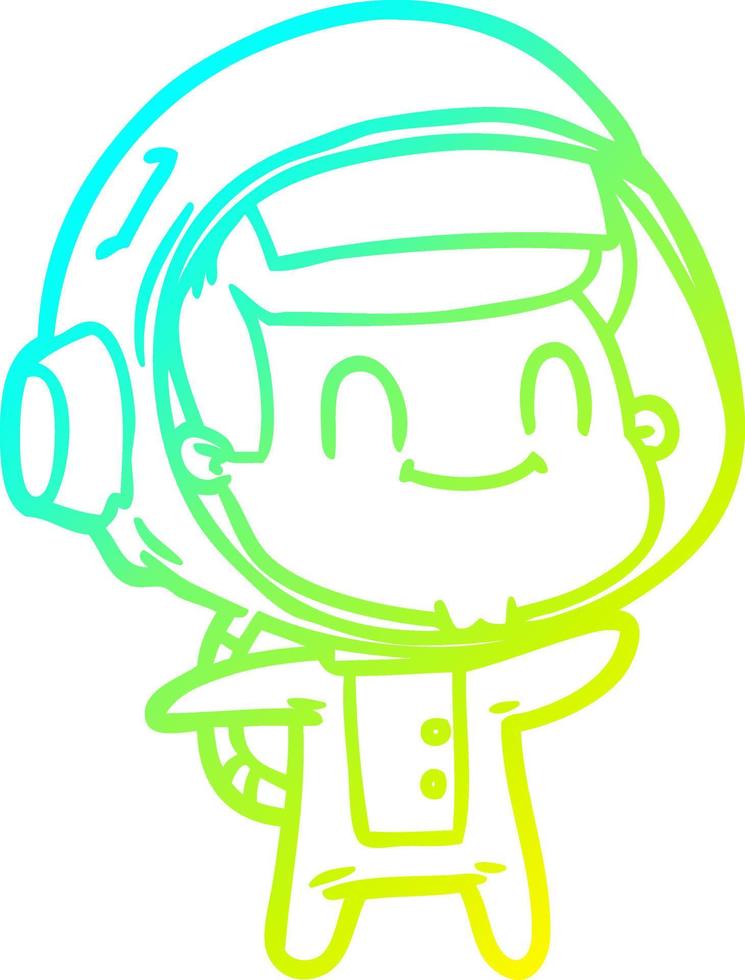 cold gradient line drawing happy cartoon astronaut vector