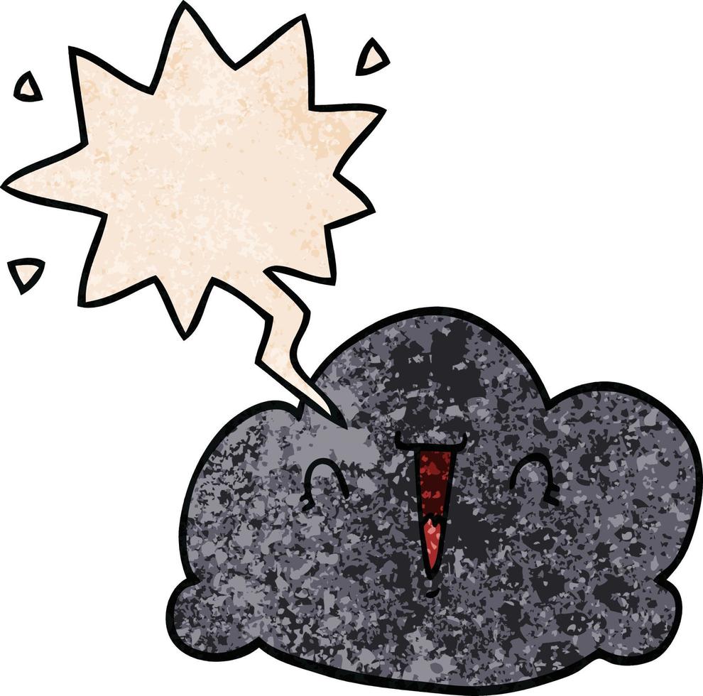 cartoon cloud and speech bubble in retro texture style vector