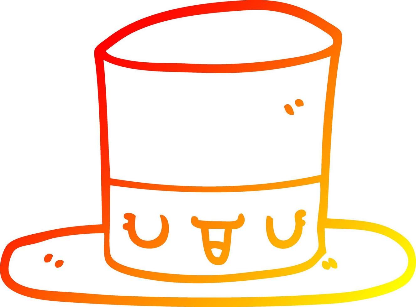 warm gradient line drawing cartoon top hat vector