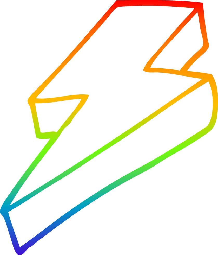 rainbow gradient line drawing cartoon thunder bolt vector
