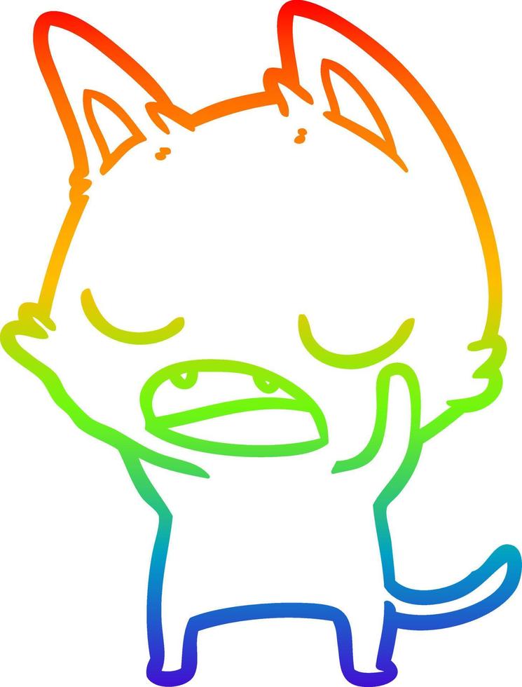 dibujo de línea de gradiente de arco iris dibujos animados de gato parlante vector