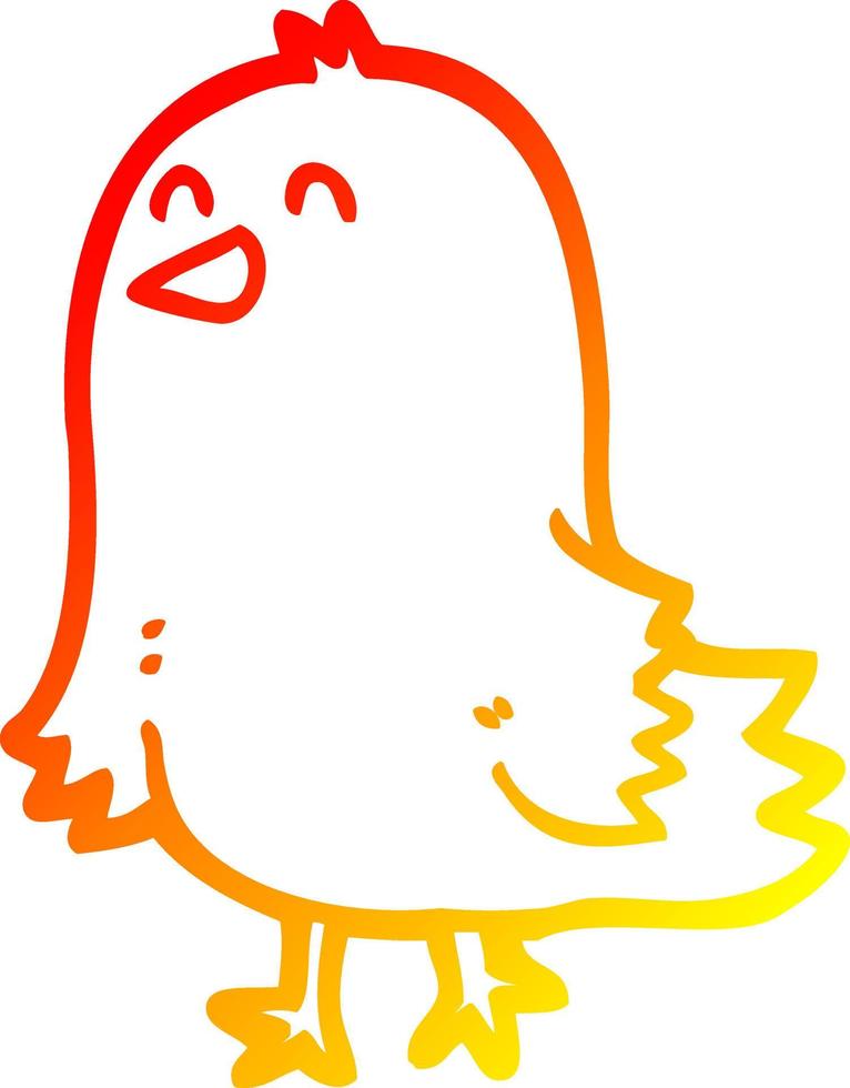 warm gradient line drawing cartoon bird vector