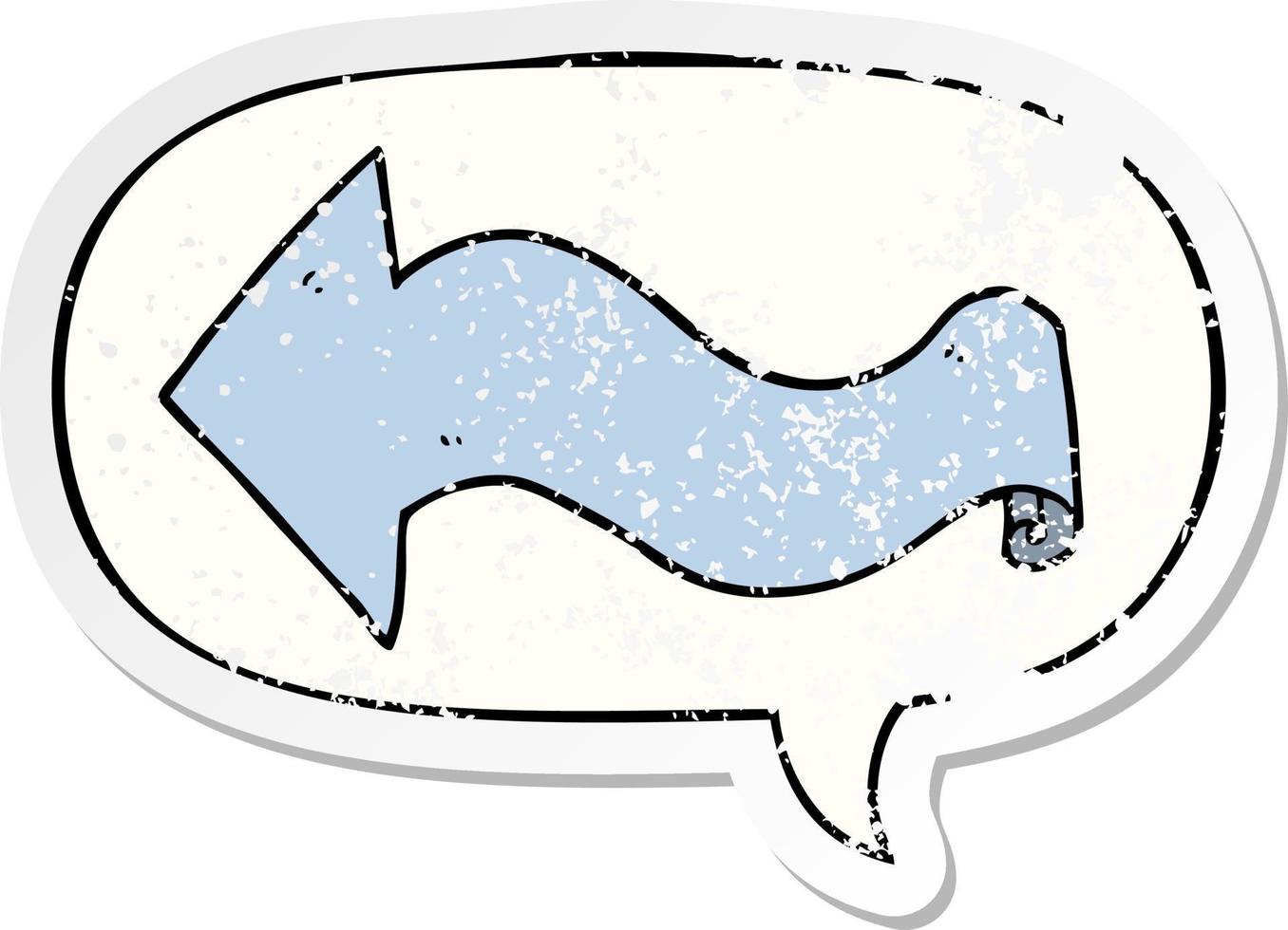 cartoon arrow and speech bubble distressed sticker vector