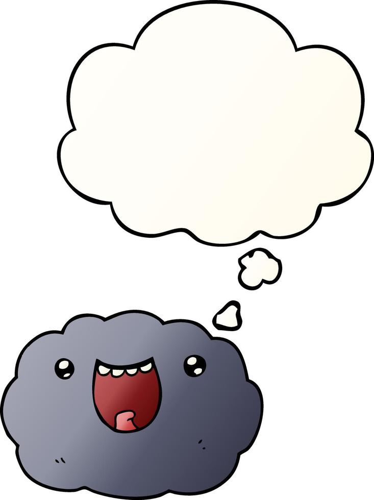 cartoon happy cloud and thought bubble in smooth gradient style vector