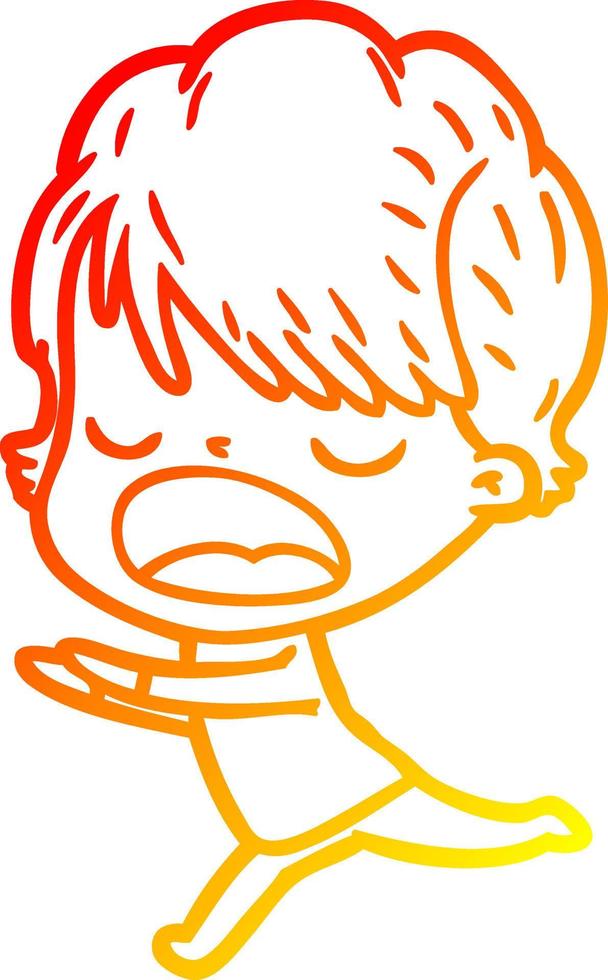 warm gradient line drawing cartoon woman talking vector