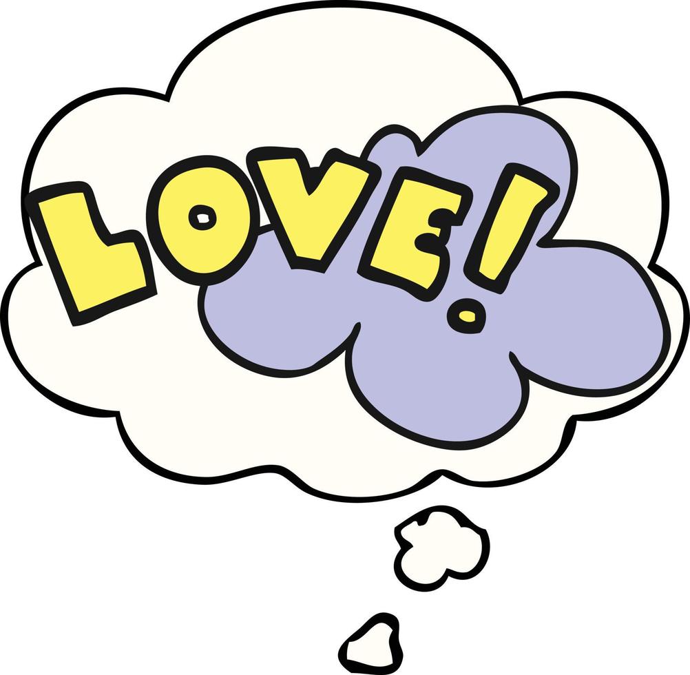 cartoon word love and thought bubble vector