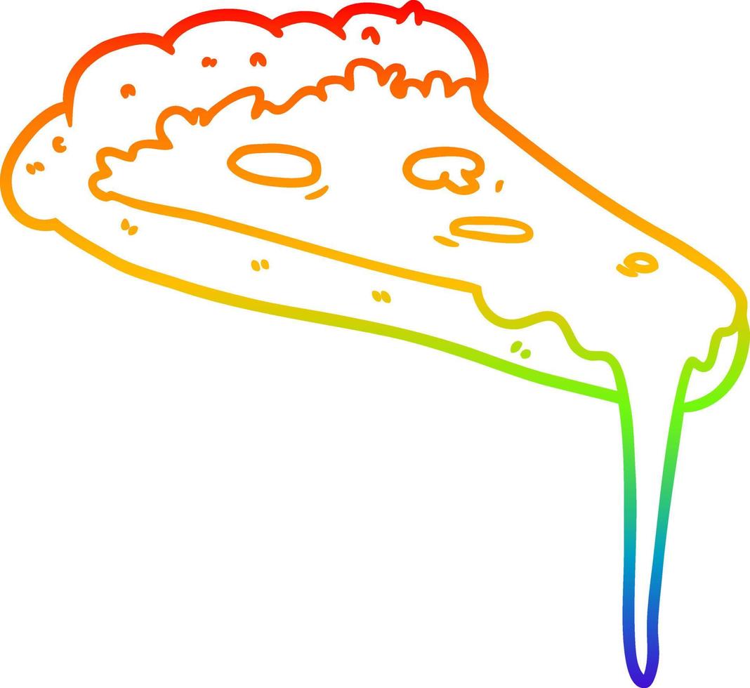 rainbow gradient line drawing cartoon slice of pizza vector