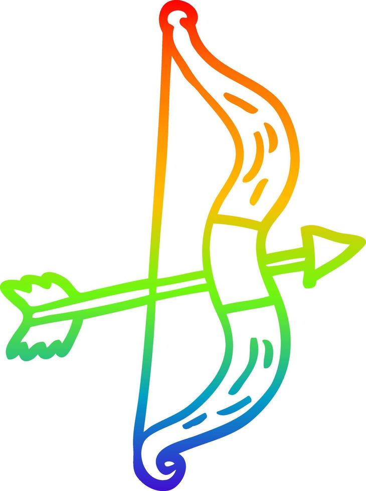 rainbow gradient line drawing cartoon bow and arrow vector