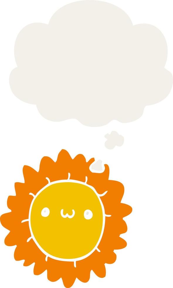 cartoon flower and thought bubble in retro style vector