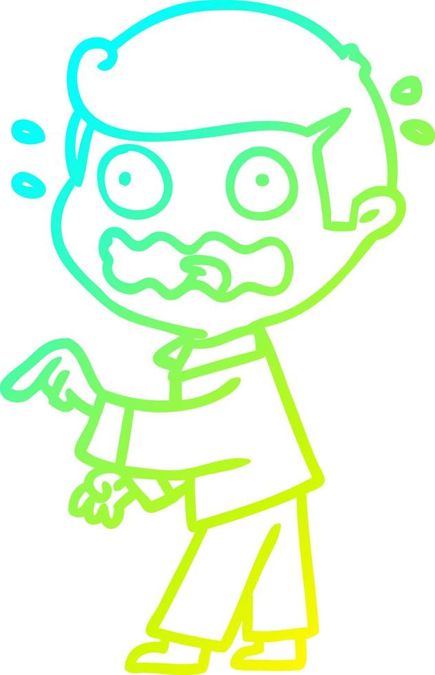 cold gradient line drawing cartoon stressed out pointing vector