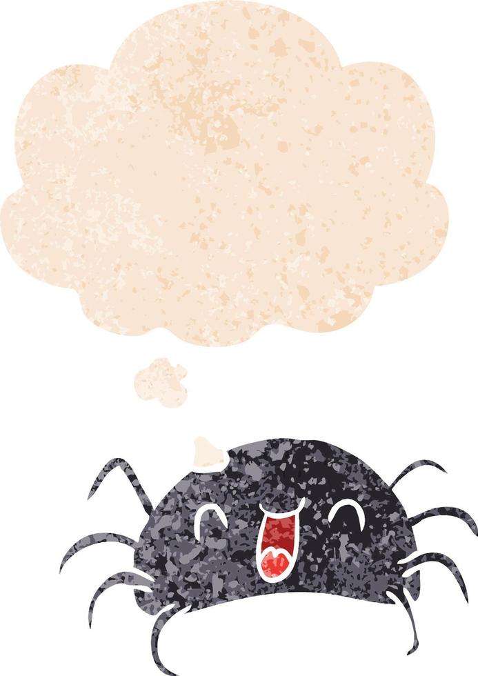 cartoon spider and thought bubble in retro textured style vector