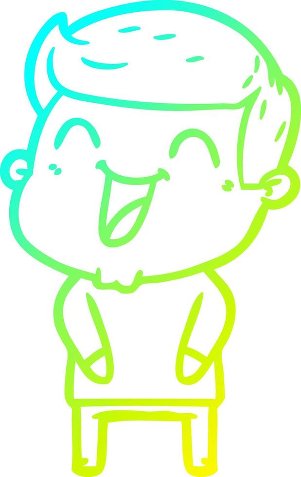 cold gradient line drawing cartoon man laughing vector