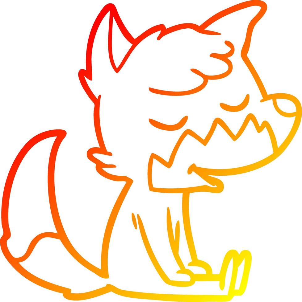 warm gradient line drawing friendly cartoon sitting fox vector