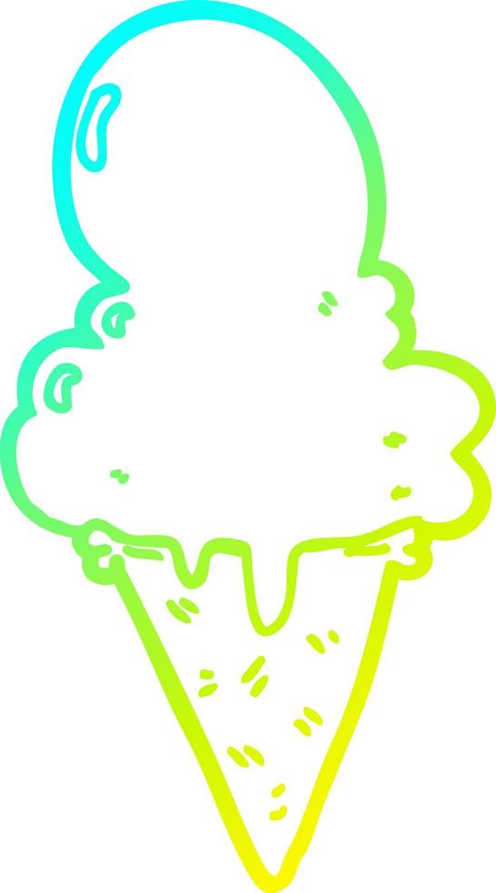 helado de dibujos animados de dibujo de línea de gradiente frío vector