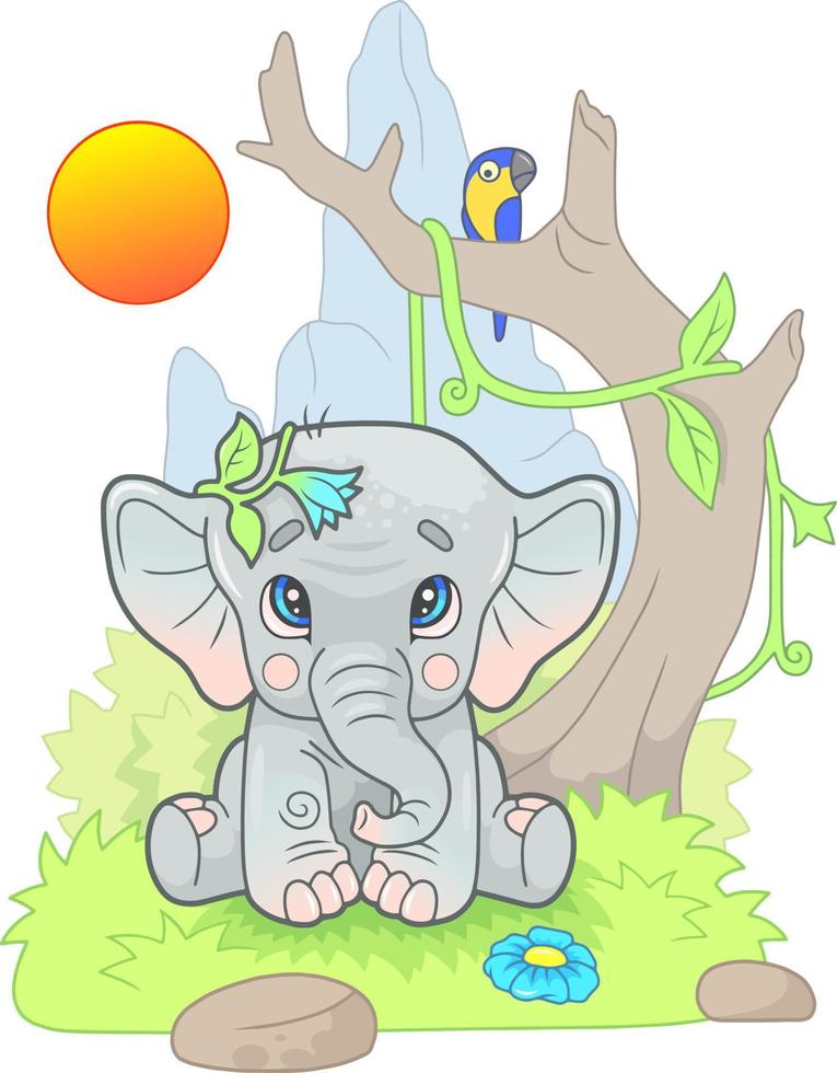 cute little baby elephant vector