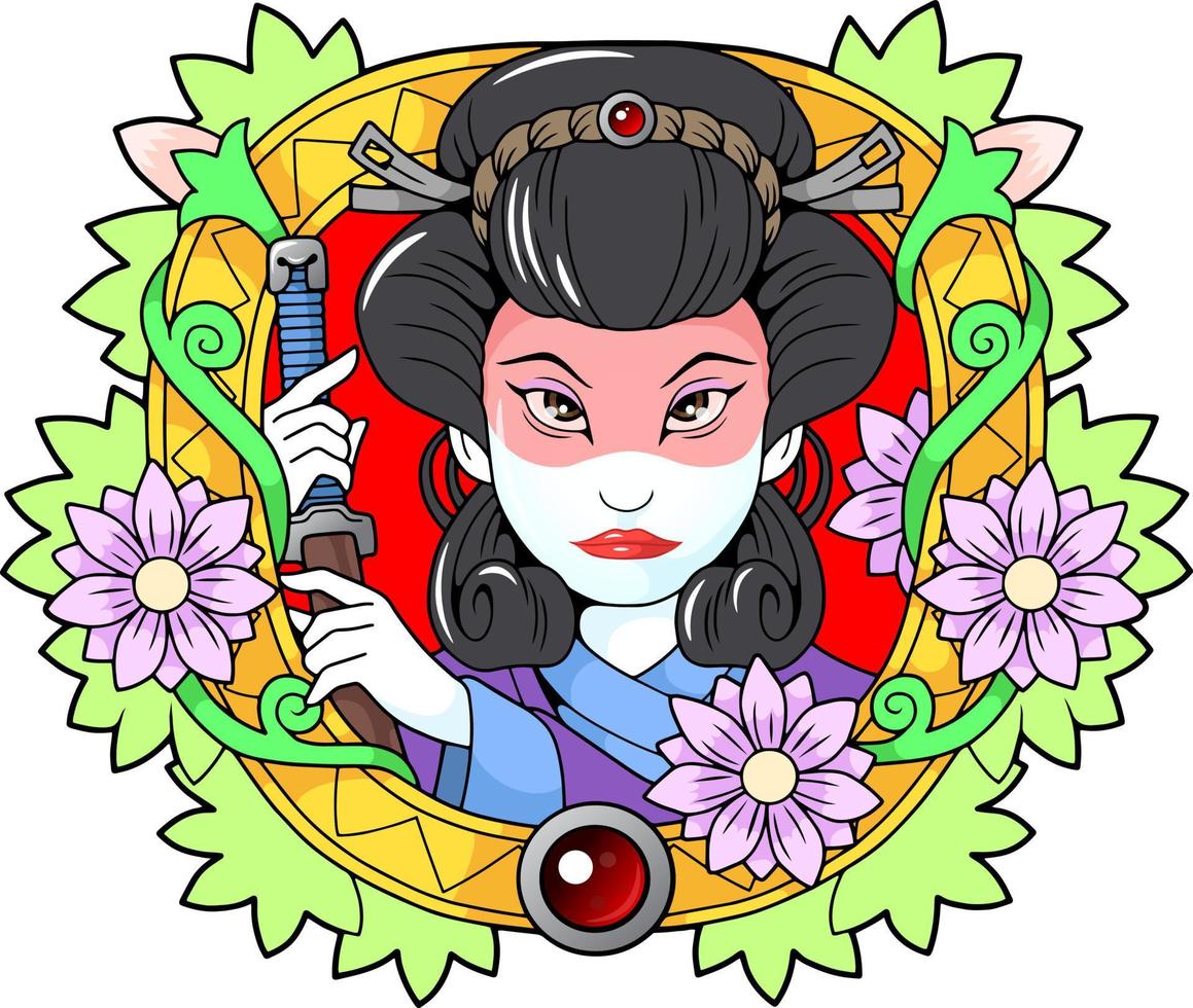 cute japanese geisha vector