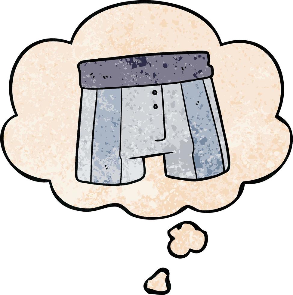 cartoon boxer shorts and thought bubble in grunge texture pattern style vector