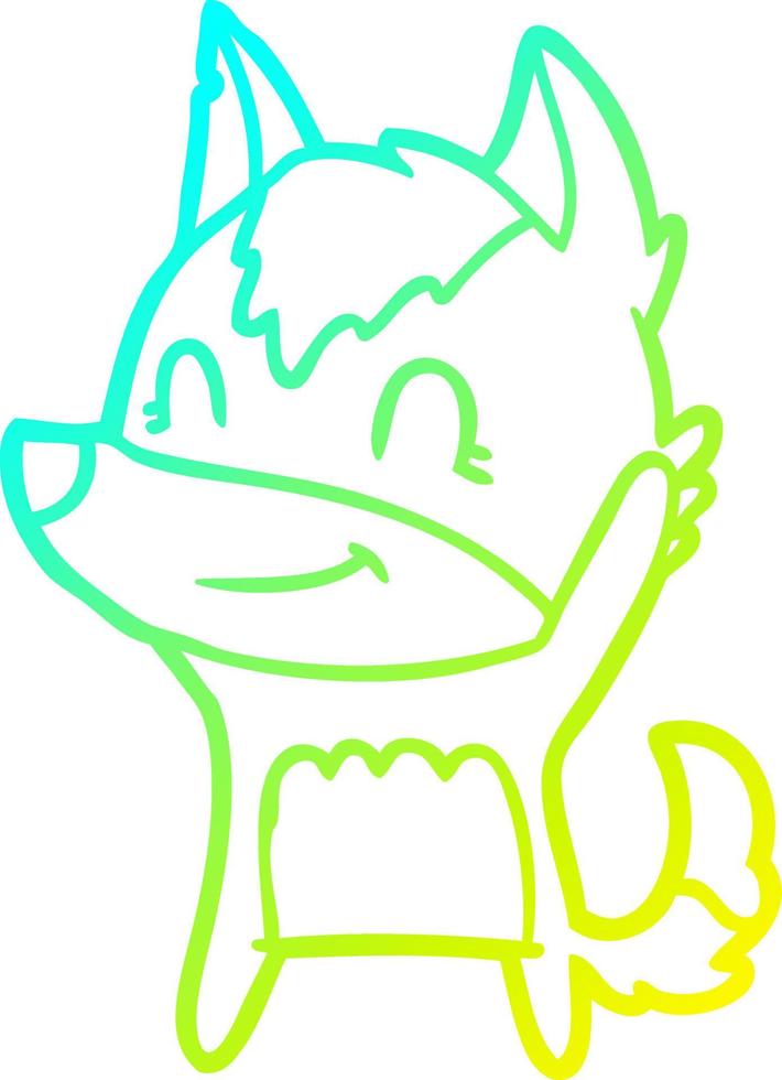 cold gradient line drawing friendly cartoon wolf vector