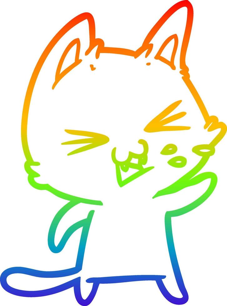 arco iris gradiente línea dibujo dibujos animados gato silbido vector