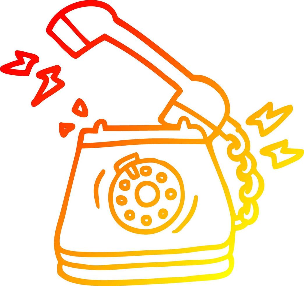 warm gradient line drawing cartoon old rotary dial telephone vector