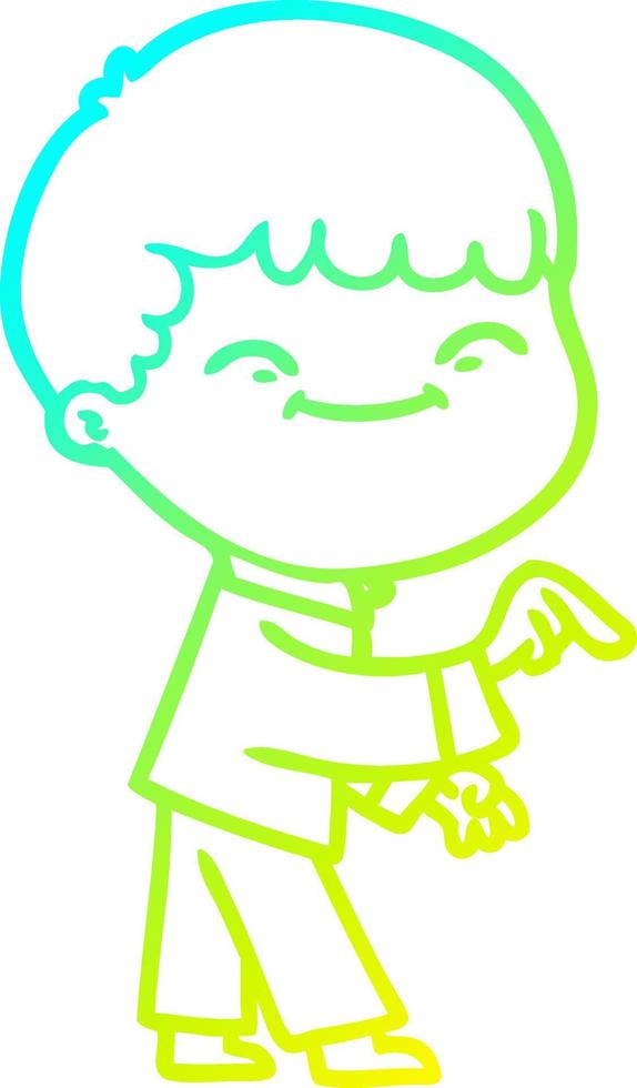 cold gradient line drawing cartoon happy boy vector