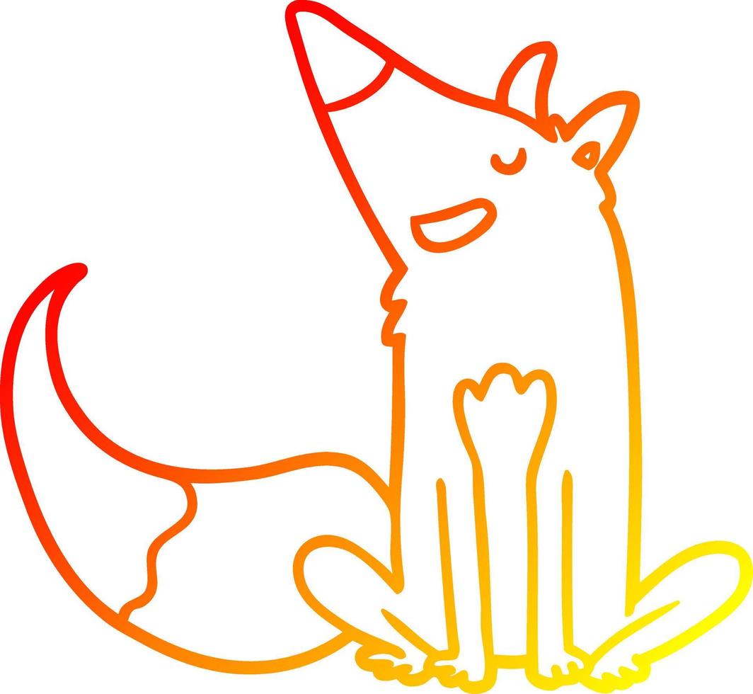 warm gradient line drawing cartoon fox vector