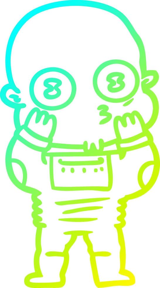 cold gradient line drawing cartoon weird bald spaceman vector