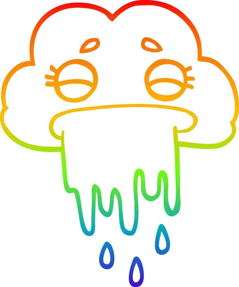 arco iris gradiente línea dibujo dibujos animados lluvia nube vector