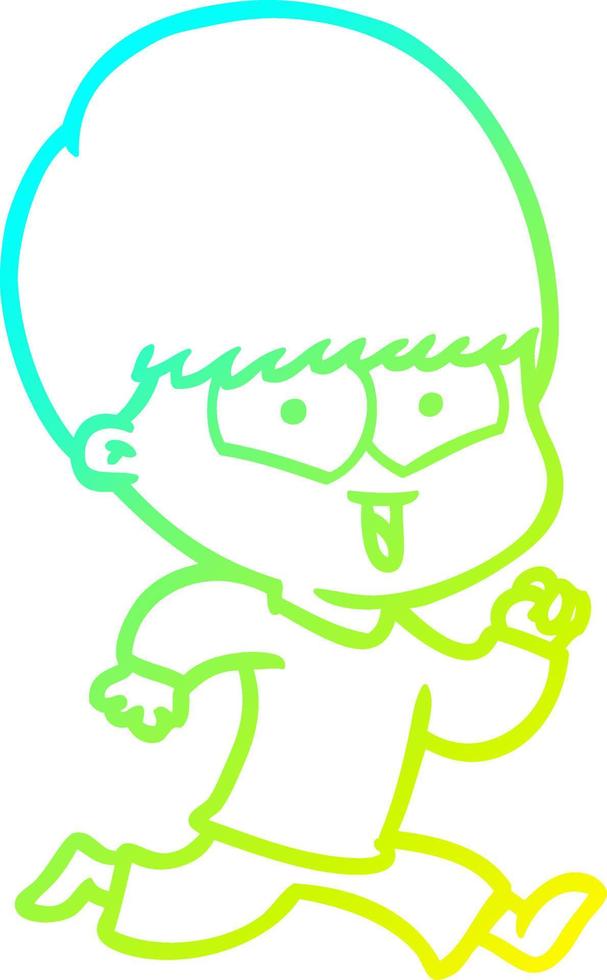 cold gradient line drawing cartoon happy boy vector