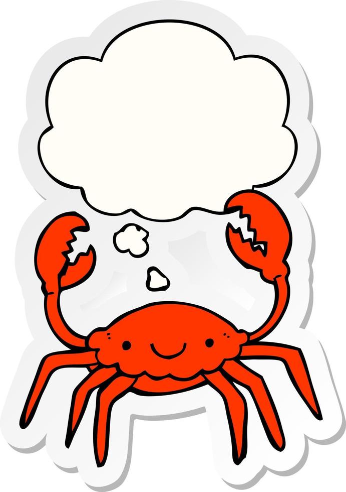 cartoon crab and thought bubble as a printed sticker vector