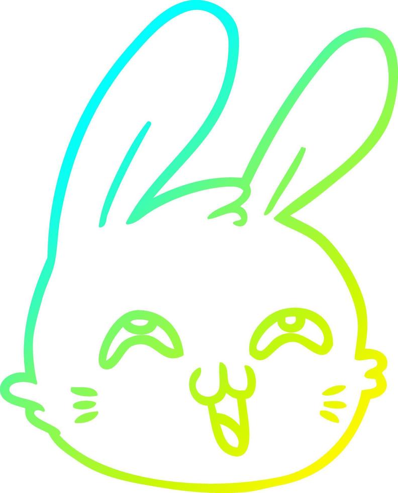 cold gradient line drawing cartoon happy rabbit face vector