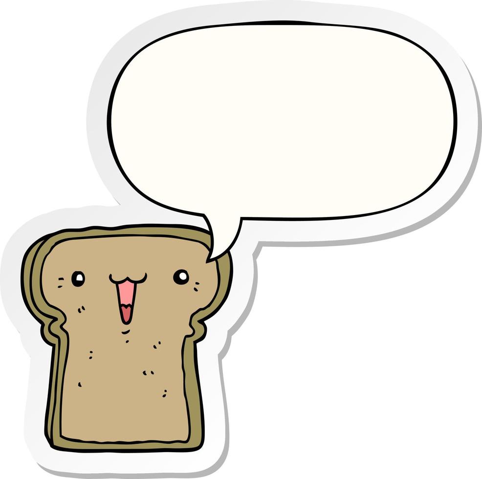 cute cartoon toast and speech bubble sticker vector