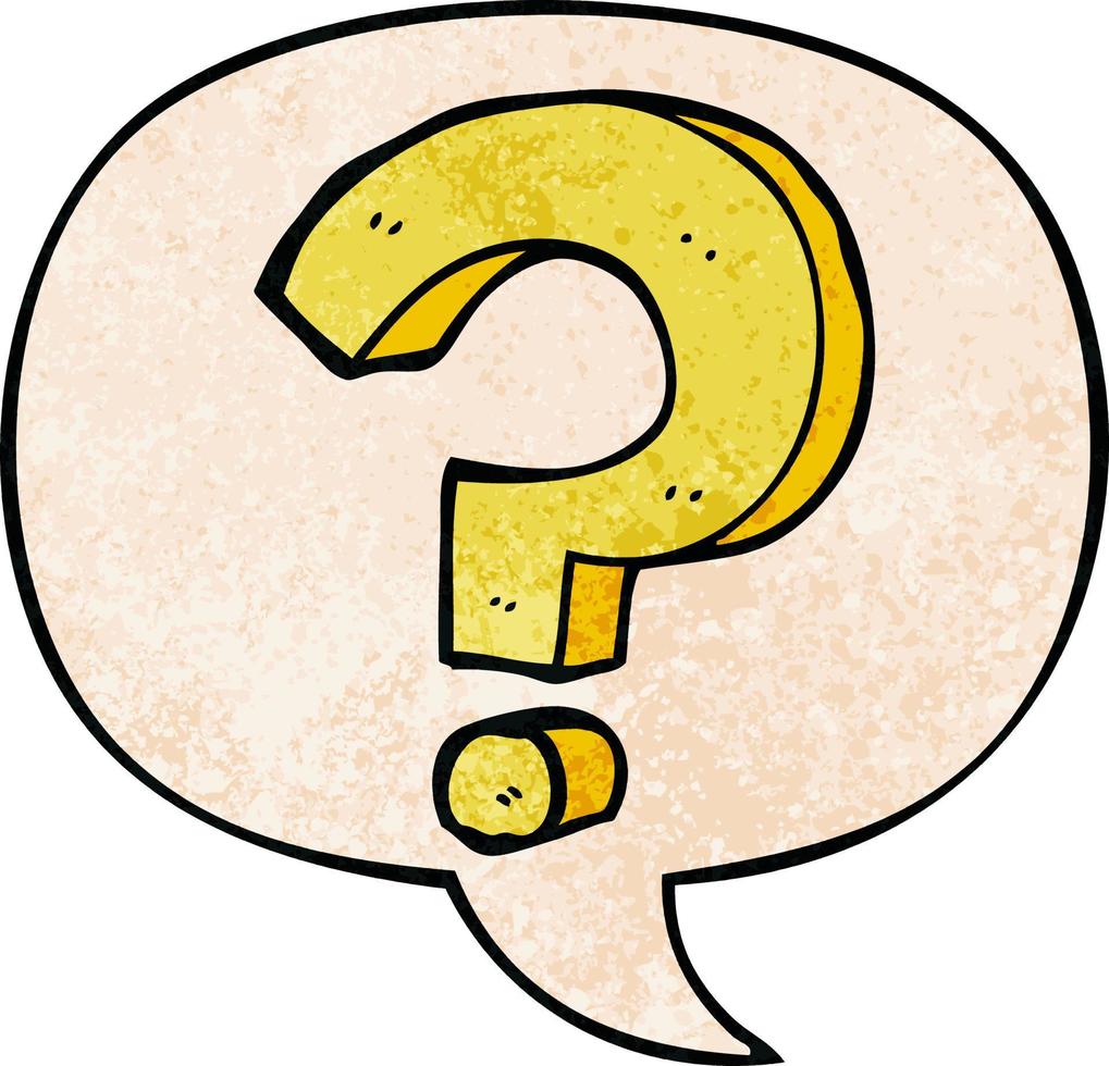 cartoon question mark and speech bubble in retro texture style vector