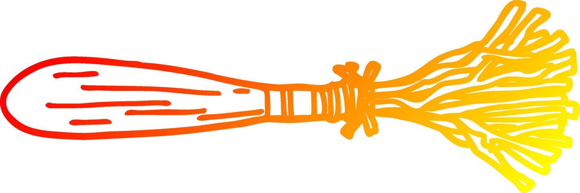 warm gradient line drawing cartoon magic broom sticks vector