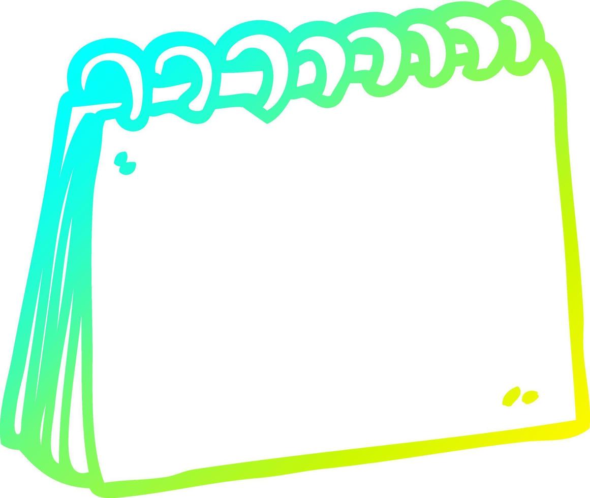 cold gradient line drawing cartoon blank calendar vector