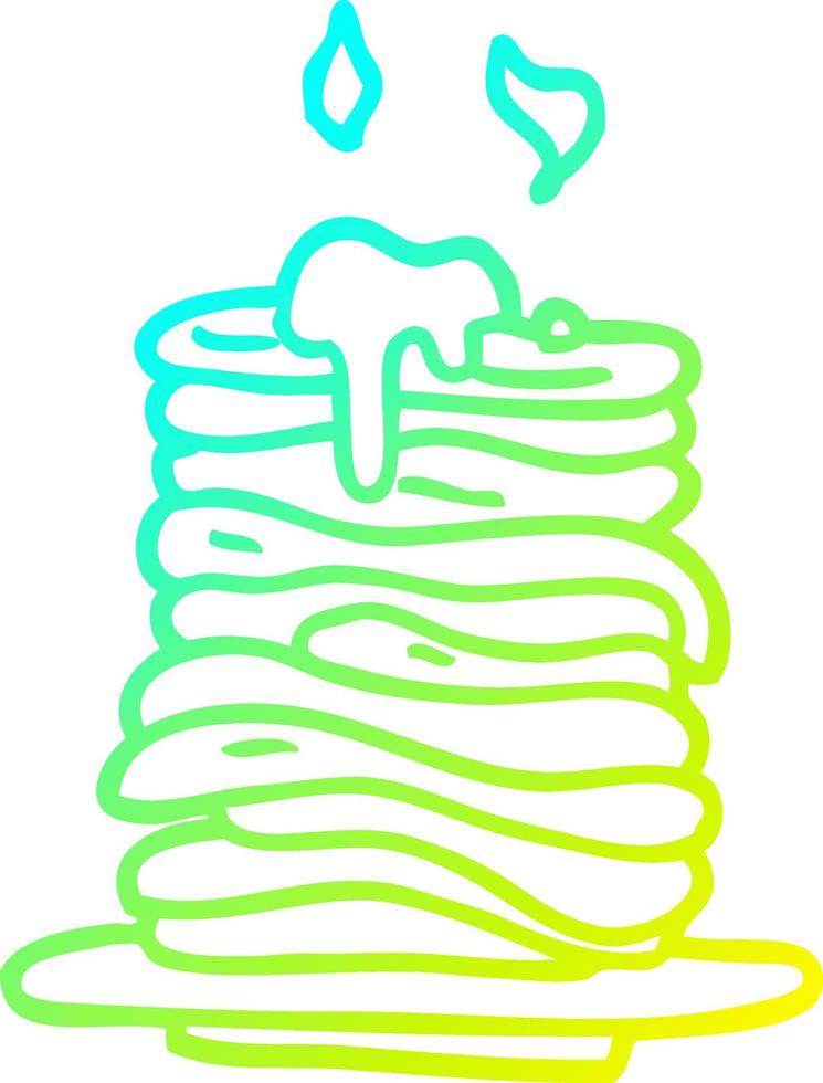 cold gradient line drawing cartoon stack of pancakes vector