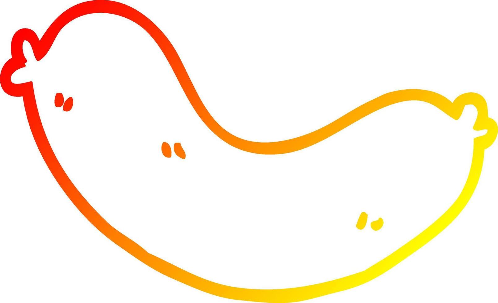 warm gradient line drawing cartoon uncooked sausage vector