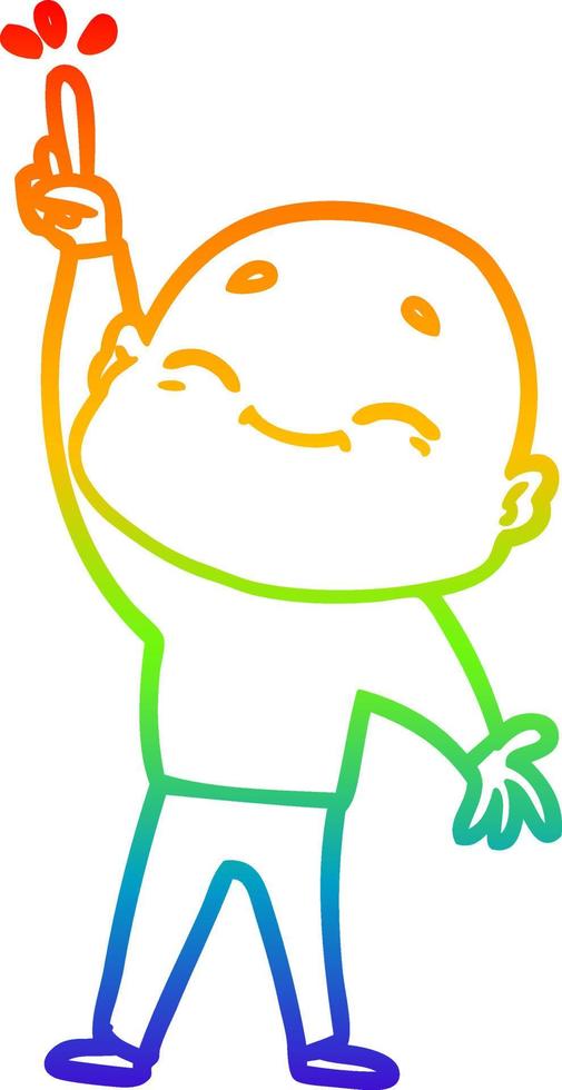 rainbow gradient line drawing cartoon bald man dancing vector