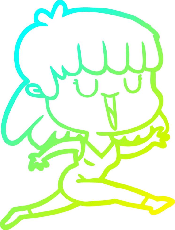 cold gradient line drawing cartoon woman vector
