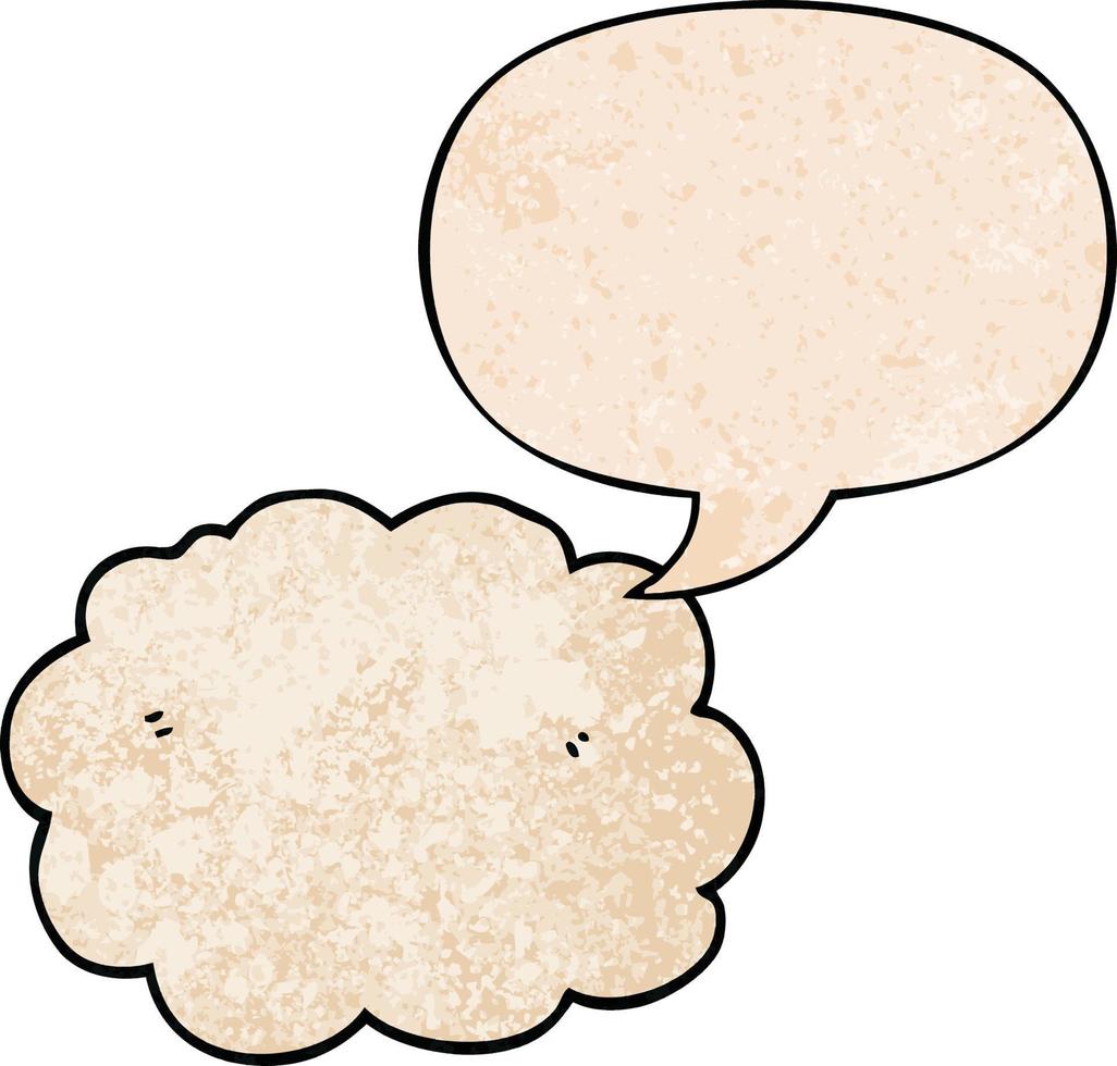 cartoon cloud and speech bubble in retro texture style vector