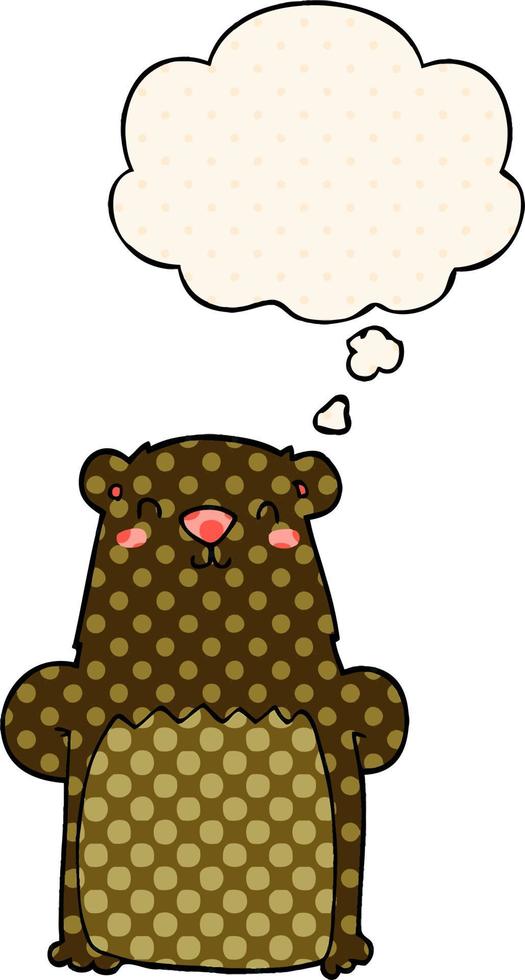 cartoon bear and thought bubble in comic book style vector